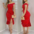 Robe de soirée sexy à volants fendus pour femmes, longueur au genou, paillettes, robes élégantes, mode