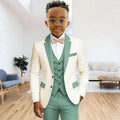Costume 3 pièces pour garçons : veste, gilet et pantalon – Tenue de cérémonie élégante pour enfants – Blazer à revers crantés – Vêtements de mode pour enfants