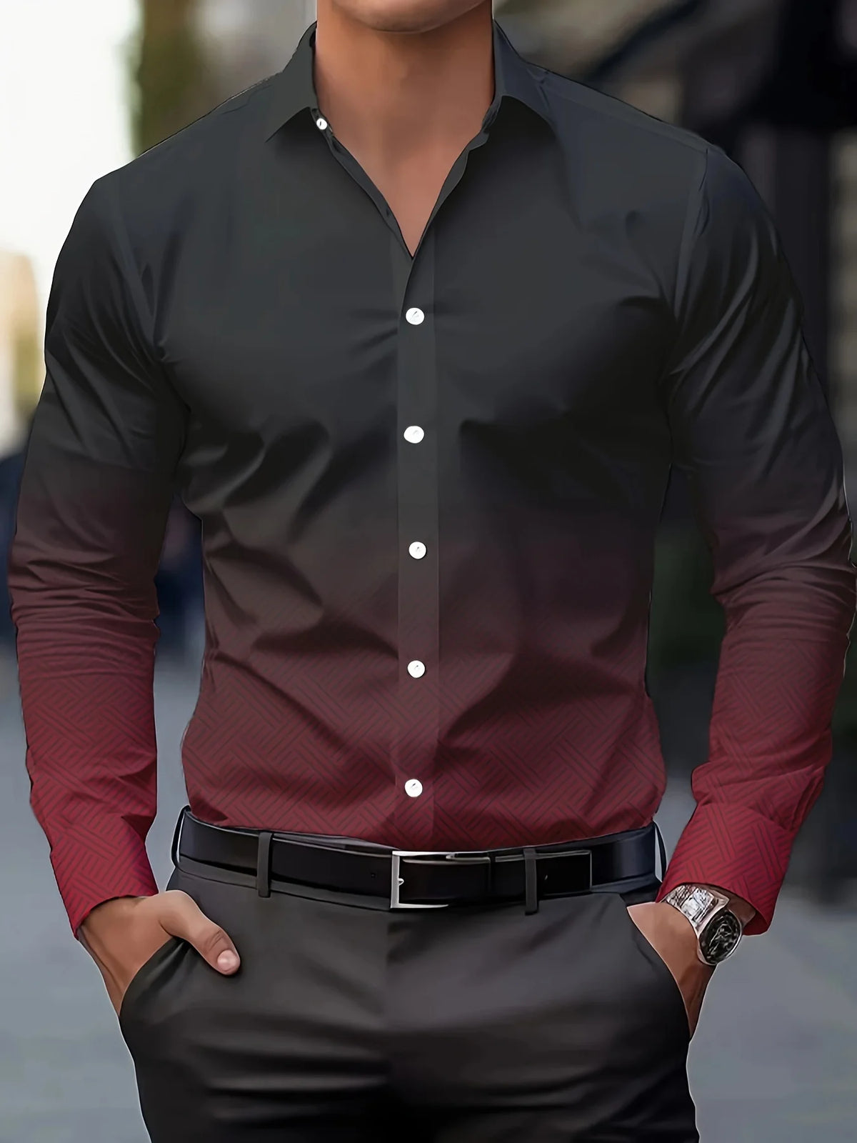 Costume chemise rose noir blanc décontracté extérieur couleur unie rayé confortable doux revers hommes hauts bureau grande taille 2024