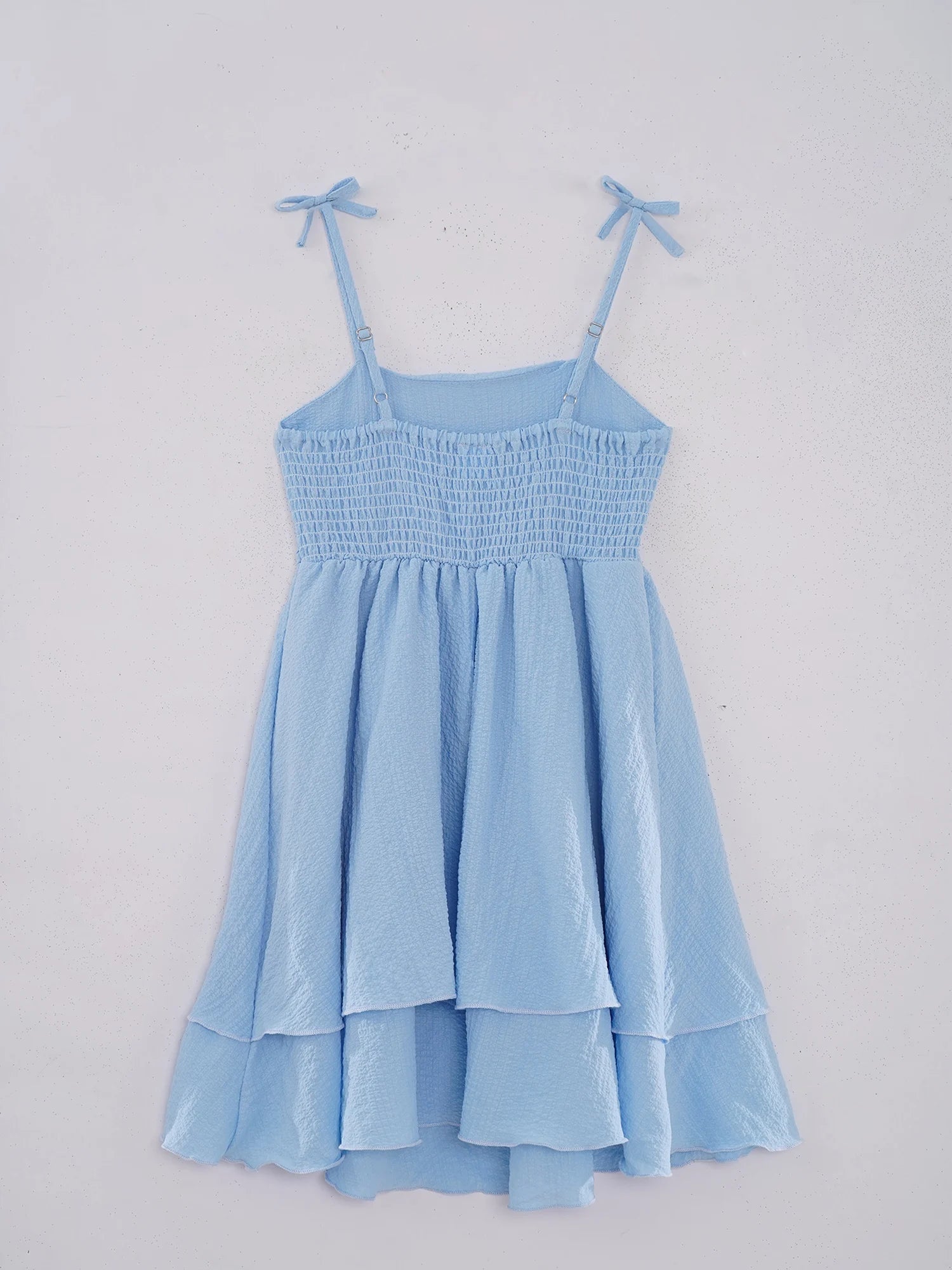 Robe d'été à bulles bouffantes pour enfants filles, bretelles Spaghetti, sans manches, ourlet fluide à volants, robe de princesse pour fête sur la plage et vacances