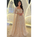 FATAPAESE luxe perles paillettes Cape robes de soirée Champagne une ligne Tulle robe d'invité de mariage pour arabe dubaï saoudien