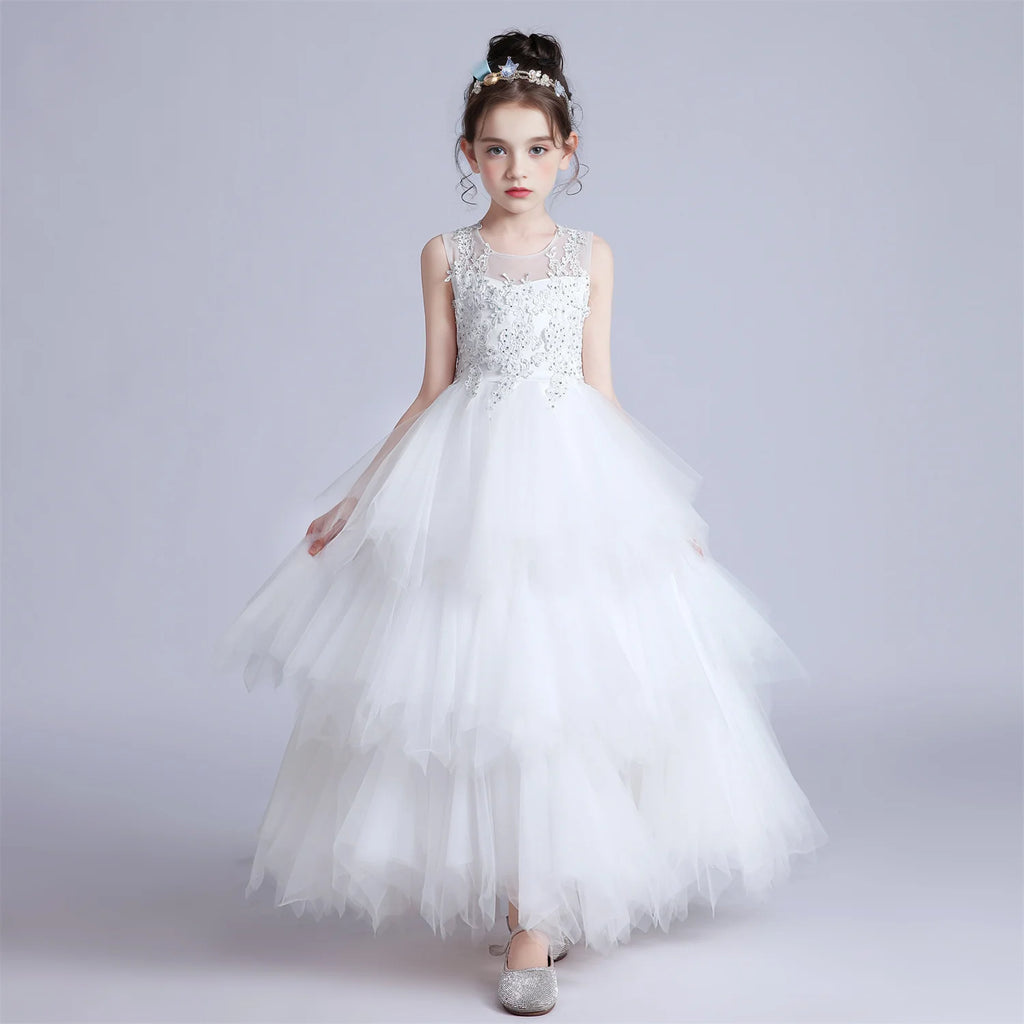 Robe Longue Rose pour Fille, Tenue de Bal Élégante, pour ixde Noël, Mariage Formel, pour Enfant de 4 à 12 Ans