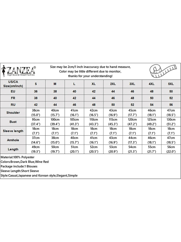 ZANZEA été femmes en mousseline de soie Blouse élégant à volants à manches courtes hauts chemise 2025 mode coréenne tunique décontractée Chic à volants ourlet Blusa