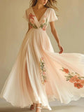 Vêtements pour femmes tendance 2020, robes d'été à manches courtes, taille haute, Sexy, col en V, imprimé Floral, style Boho, robe de vacances