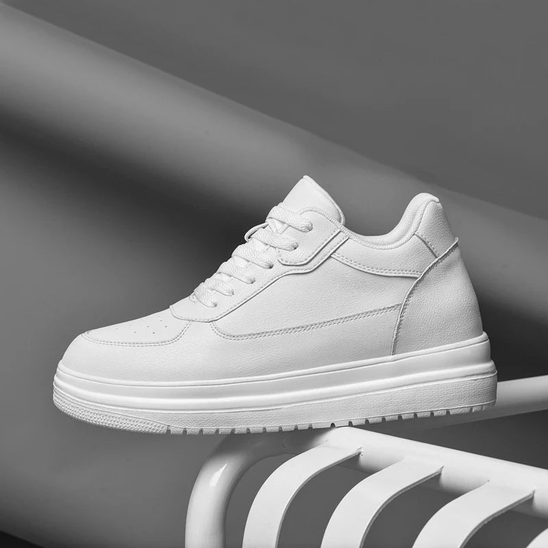 Nouvelles chaussures invisibles augmentant la hauteur pour hommes, chaussures de sport 6CM-8CM-10CM, chaussures de sport en cuir blanc pour hommes, tailles agrandies 36-46