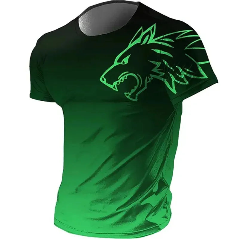 T-shirts pour hommes fitness vêtements de sport 2024 été Vintage hommes 3d imprimé séchage rapide dégradé T-shirt Animal loup à manches courtes