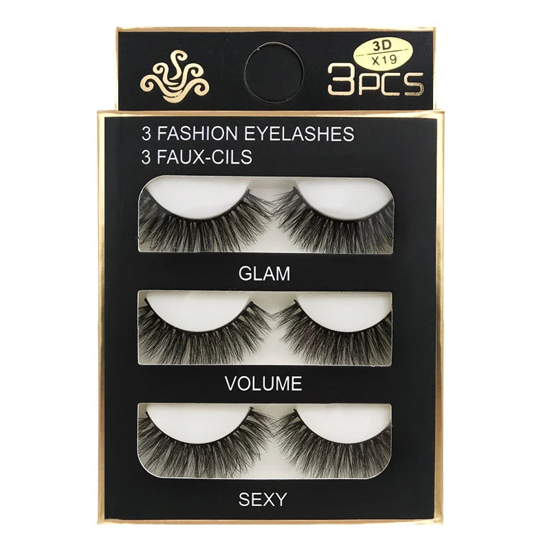 Faux Cils Naturels Longs en Vison 3D, Souples et Moelleux, fissuraminants, Faits à la Main, Outils de Maquillage pour les Yeux, 3 Paires
