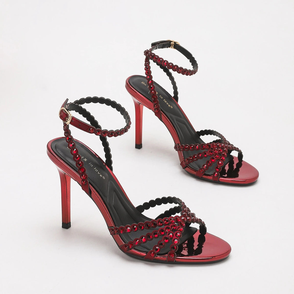 Sandales à talons hauts pour femmes, charmantes, avec strass transparents, chaussures de soirée, chaussures de mariage, chaussures à talons aiguilles, chaussures en cristal, chaussures de banquet, grandes tailles 34-42