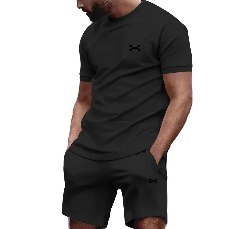 Nouveau été hommes décontracté shorts à manches courtes 2 pièces ville rue mode T-shirt shorts costume hommes cool course offre spéciale