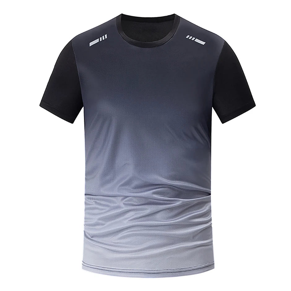 Combinaison de sport dégradée pour hommes, 3 pièces, séchage rapide, loisirs, sport, course à pied, manches courtes, pantalon de Protection solaire confortable, Short Joker