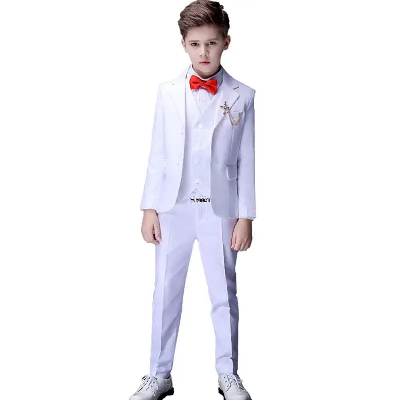 Ensemble de photographie de baptême blanc pour garçons de fleurs, robe de smoking d'anniversaire pour adolescents, costume de scène de remise des diplômes pour enfants, fête de mariage pour enfants