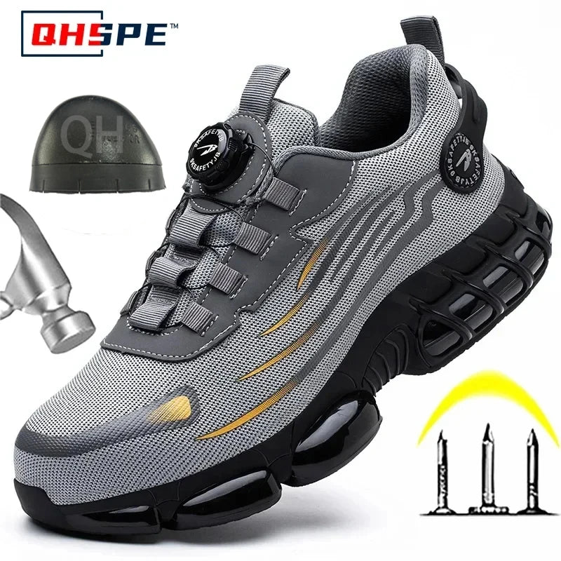 Chaussures de sécurité pour hommes, bottes de Protection élastiques, chaussures décontractées à la mode, respirantes, Protection contre les odeurs, chaussures de travail pour hommes