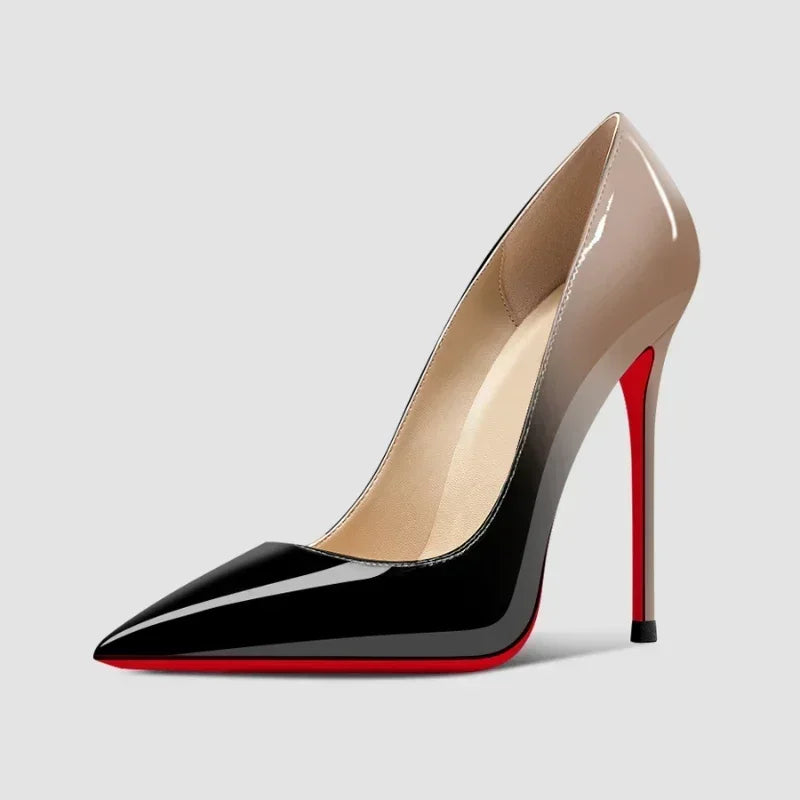 2025New dégradé fond rouge grands talons Sexy motif léopard pointu professionnel chaussures pour femmes noir Graduation chaussures simples