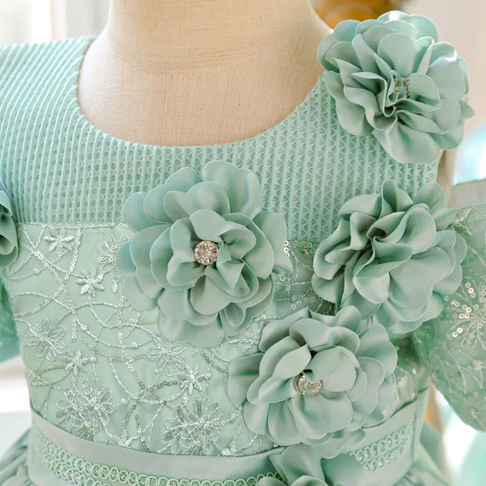 Nouvelles robes de demoiselle d'honneur à la mode pour mariages, en maille et dentelle avec nœud, pour enfants, robes de soirée d'été pour filles, robes de demoiselle d'honneur pour enfants de 3 à 8 ans