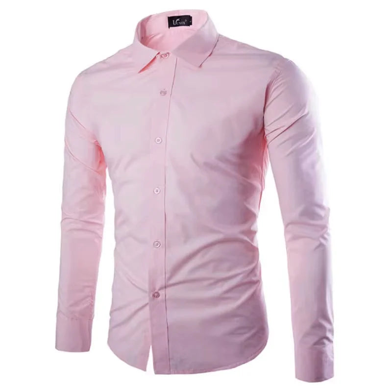 14 couleurs couleur unie hommes à la mode couleur bonbon chemise hommes décontracté à manches longues chemise pour hommes