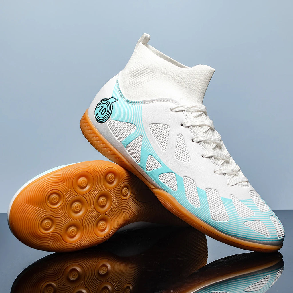 Chaussures de Football à fond plat pour hommes, chaussures de sport IC d'intérieur, montantes pour adultes, résistantes à l'usure, chaussures d'entraînement antidérapantes pour adolescents
