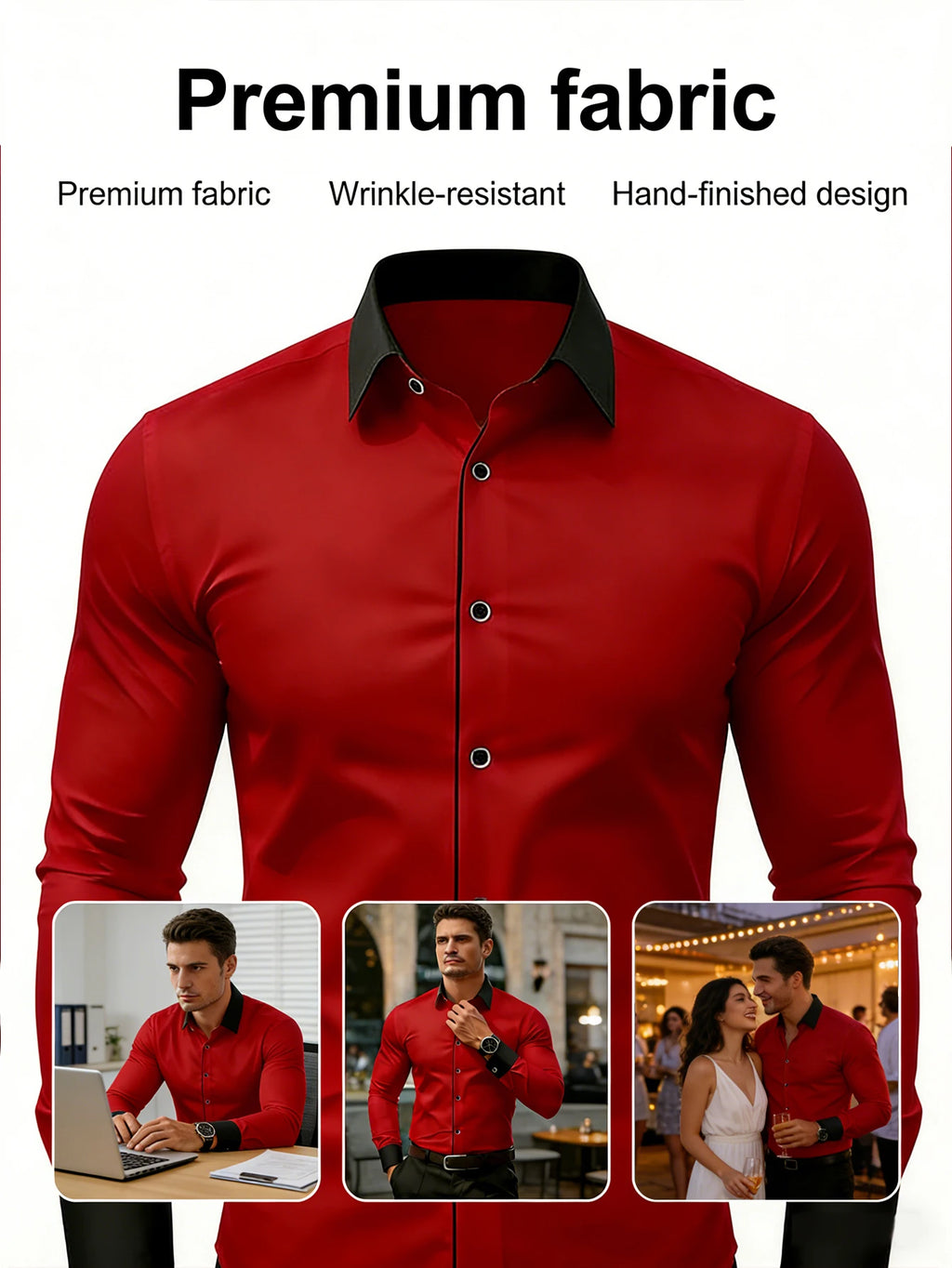 Chemise de smoking pour homme FGKKS, neuve, de luxe, style western, à manches longues, décontractée chic, micro-élastique, infroissable, pour affaires
