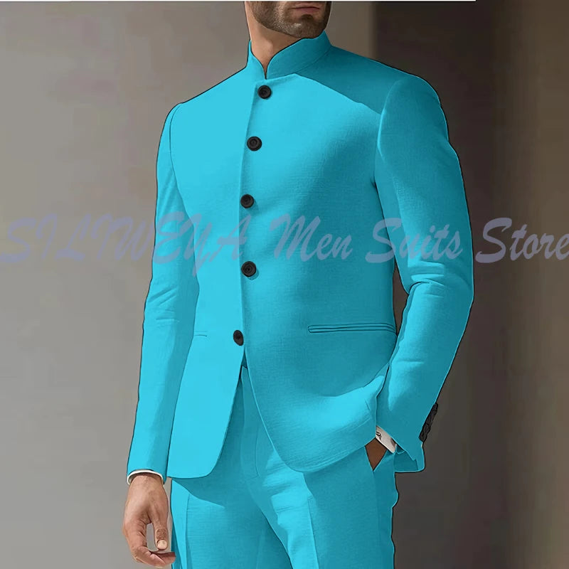 Costume Homme Blanc en Lin, Simple Boutonnage, 2 Pièces (Veste et Pantalon), pour Occasions Spéciales, Formel, Personnalisable, Vêtement Masculin Tendance Classique 2025