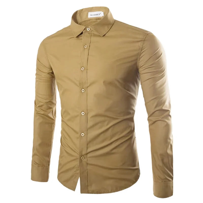 14 couleurs couleur unie hommes à la mode couleur bonbon chemise hommes décontracté à manches longues chemise pour hommes