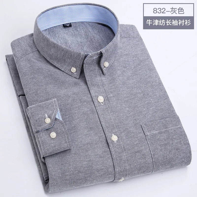 Chemise Homme Manches Longues Oxford Tissée Coupe Slim Infroissable Confortable Douce Décontractée Tendance Simple pour le Travail Printemps Été Automne Hiver