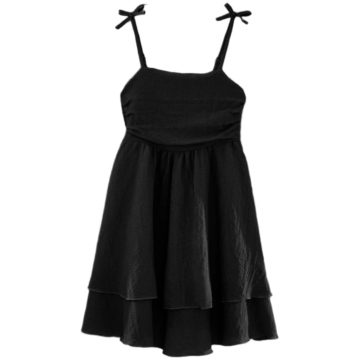 Robe d'été à bulles bouffantes pour enfants filles, bretelles Spaghetti, sans manches, ourlet fluide à volants, robe de princesse pour fête sur la plage et vacances