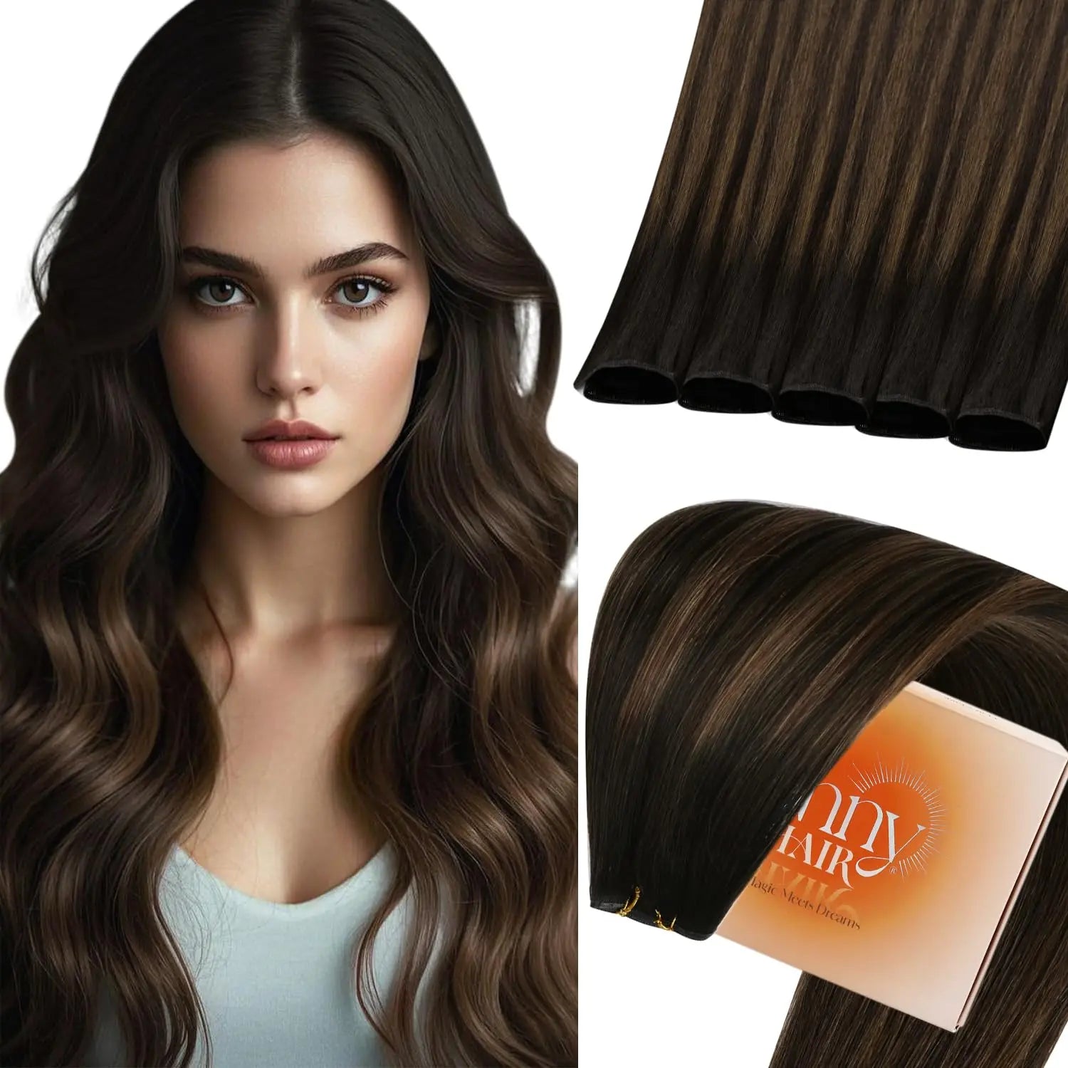 Sunny Hair Genius trame Extensions de cheveux cheveux humains coudre dans les Extensions génie trames de cheveux humains cheveux brésiliens pour les femmes