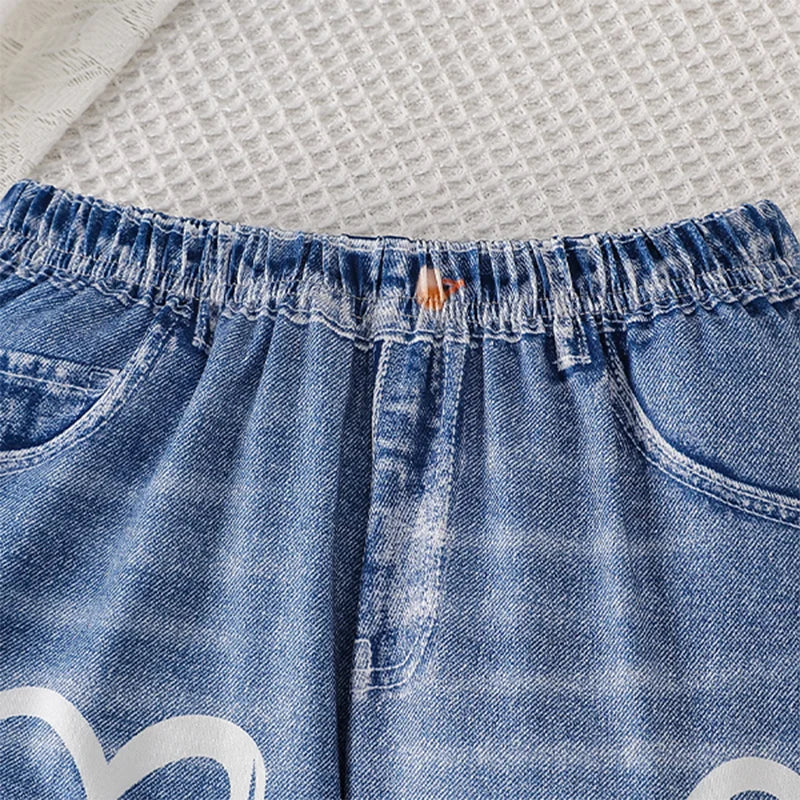 Ensemble tendance et décontracté pour enfants, printemps et automne, nouveau modèle, ensemble veste en jean imitation pour filles, pantalon long décontracté, ensemble trois pièces