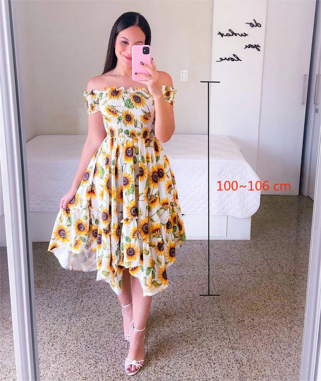 Robe Longue à Fleurs pour Femme, Tenue de Soirée Courte, Élégante, Décontractée, Style Boho, Vacances, Imprimée, Été Arts et lettres français fraîche mode fleur brisée irrégulière
