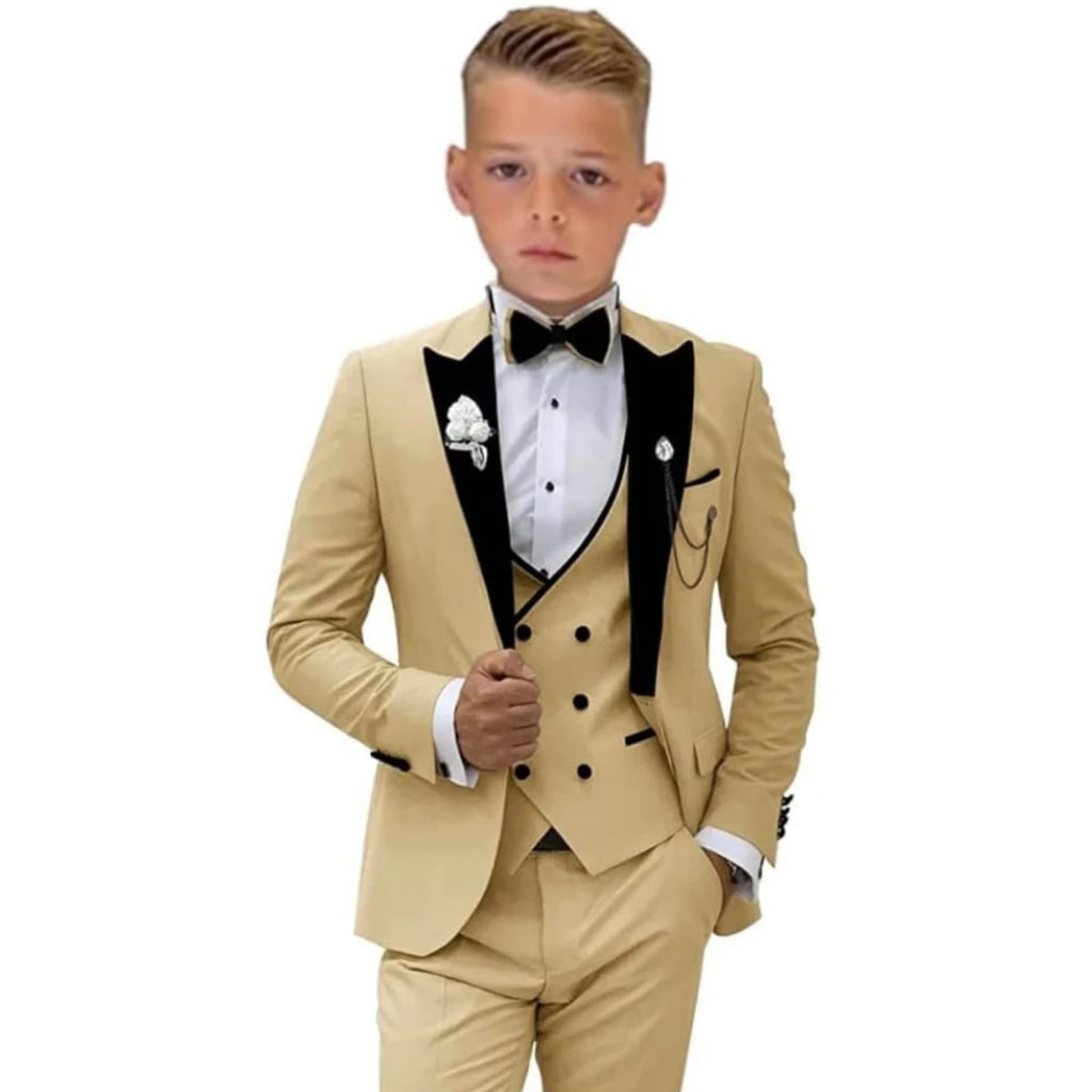 Ensemble de costume à col en velours pour enfants de 3 à 14 ans, costumes de mariage trois pièces pour garçons, costumes pour tout-petits, costumes de smoking pour adolescents de retour