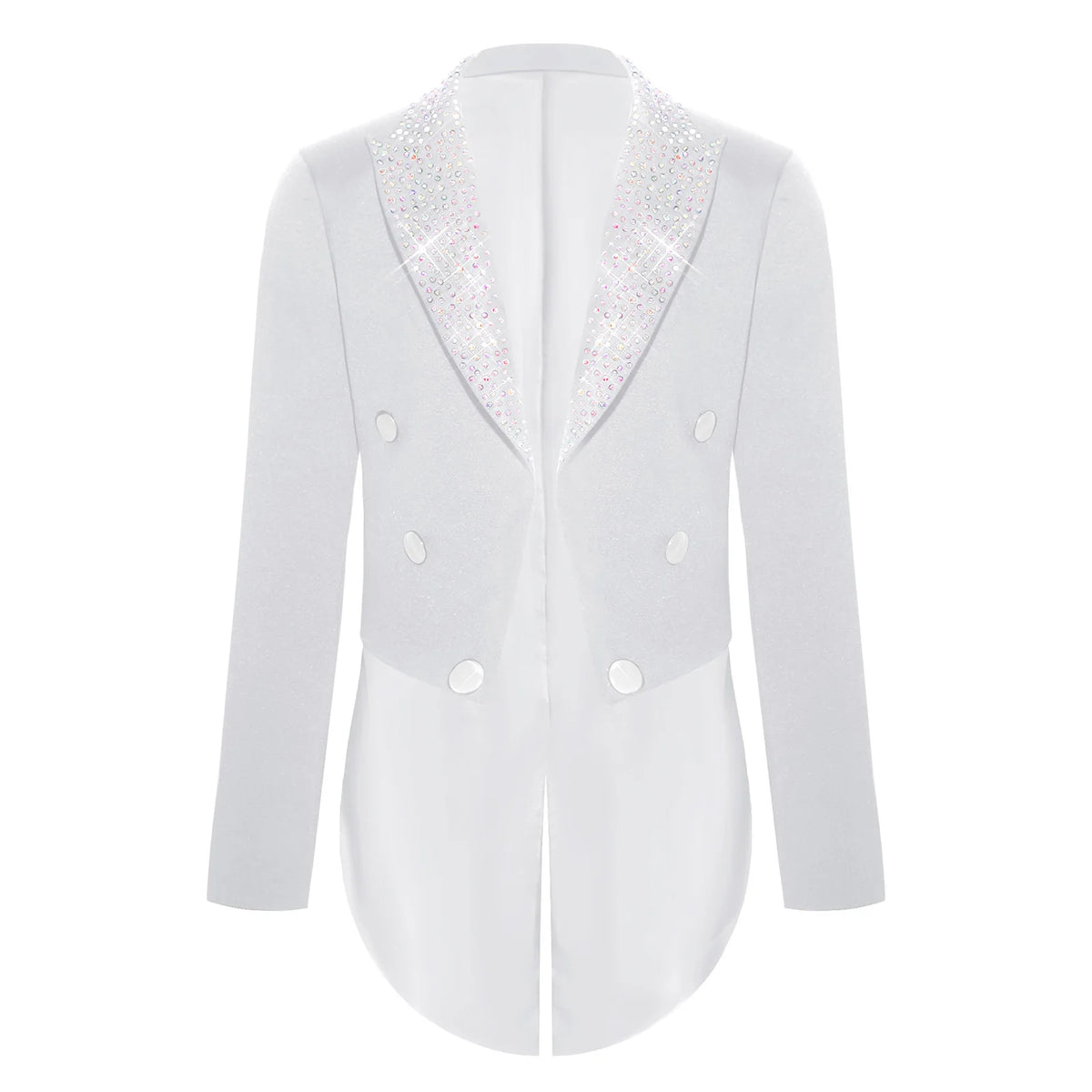 Veste de smoking pour garçons, style gentleman, à revers, ornée de strass, à manches longues, ouverte sur le devant, pour fêtes et mariages