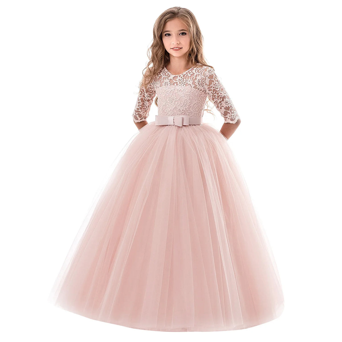 Robes de demoiselle d'honneur blanches pour adolescentes, robe de bal de mariage, d'anniversaire, à fleurs, Costume de première Communion pour filles de 3 à 14 ans