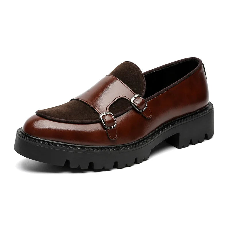 2025 mocassins hommes chaussures en cuir à semelles épaisses Style britannique noir chaussures d'affaires formelles mode luxe chaussures décontractées à enfiler