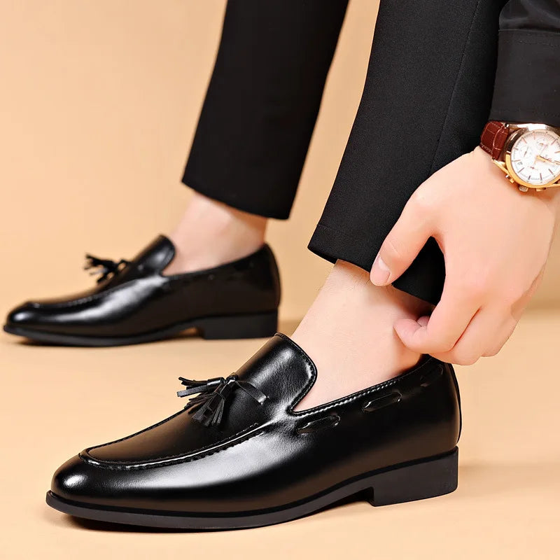 Chaussures habillées pour hommes chaussures en cuir d'affaires mocassins de bureau de créateur chaussures de mariage de luxe à la main sans lacet chaussure formelle grande taille 48