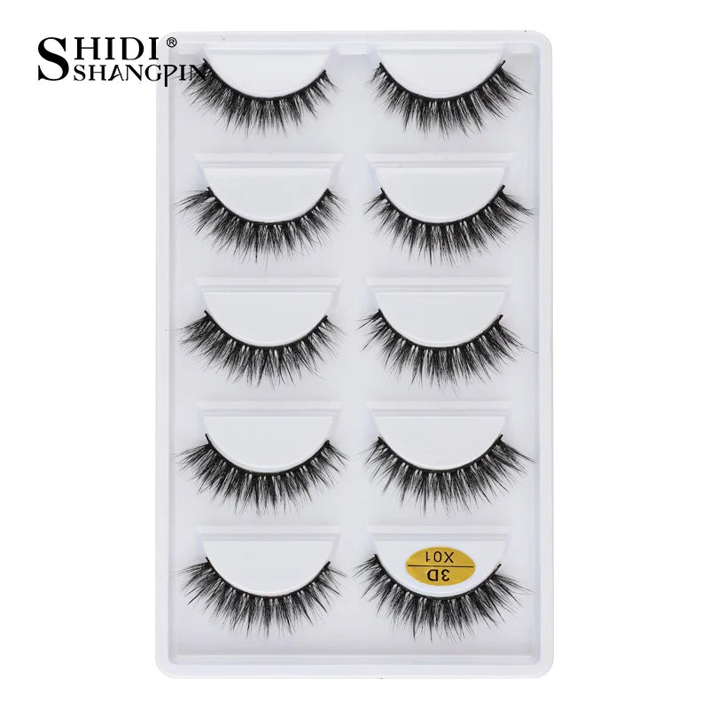 Cils 3D en faux vison X05, cils postiches volumineux et légers, 5 paires réutilisables, cils doux et volumineux, aspect naturel pour le maquillage quotidien et les soirées