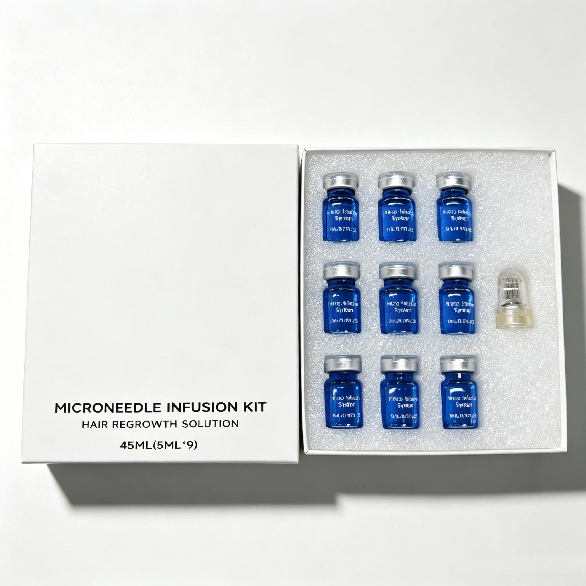 Kit de soins capillaires à micro-aiguilles pour usage domestique, contenant un sérum nutritif, formule douce pour l'entretien quotidien du cuir chevelu