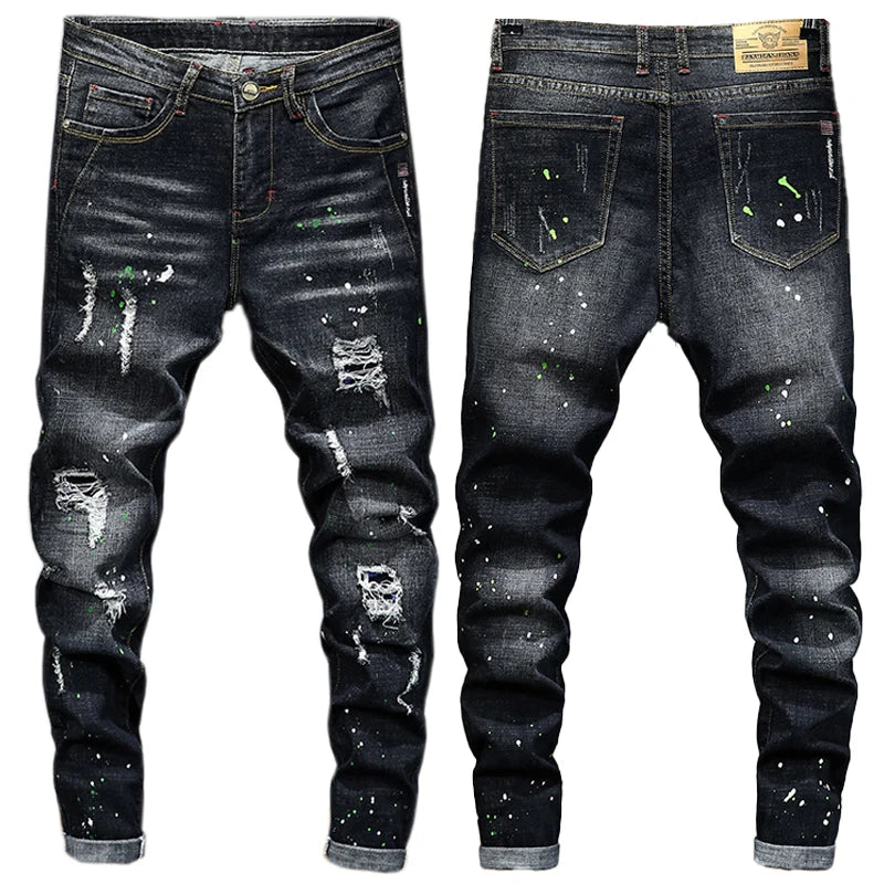 Jean Noir pour Homme, Pantalon Cargo, Streetwear, Baggy, Slim, Denim, Mode Coréenne