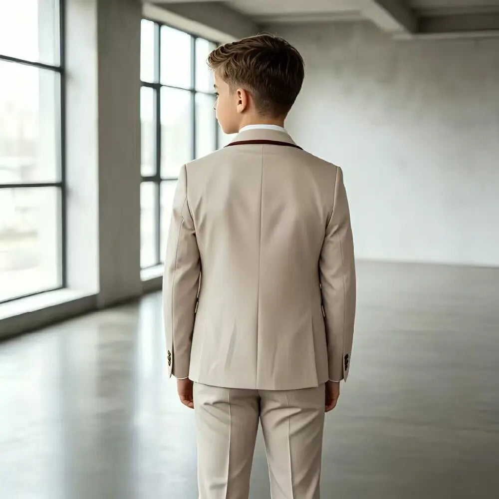 Costume de mariage formel 3 pièces pour garçons, tenue de smoking pour enfant, veste avec gilet et pantalon assortis, tenue élégante pour banquet et anniversaire