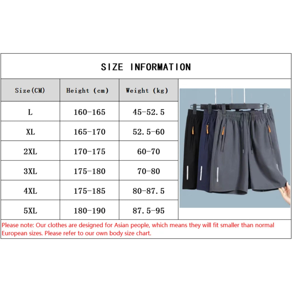 Pantalon court de plage d'été pour hommes, Short de sport décontracté, Ultra-fin, soie glacée, séchage rapide, fermeture éclair, ample, pantalon de survêtement de gymnastique, de Jogging
