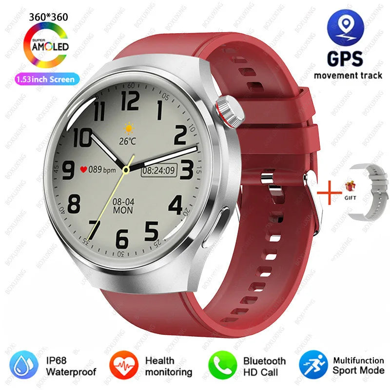 Nouvelle Montre Connectée GPS 4 Pro 2026 pour Hommes, Écran AMOLED 360*360, Fréquence Cardiaque, Appel Bluetooth, Étanche IP68, Montre Intelligente Sportive pour Homme