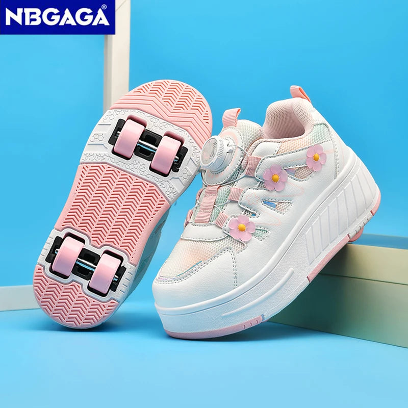Chaussures de patin à roulettes ultralégères pour enfants, baskets à quatre roues, Sport, marche en plein air, course à pied, cadeaux pour enfants