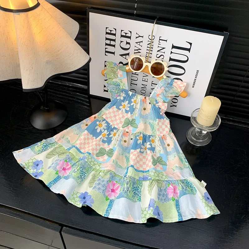 Robe d'été 2026 pour filles à manches volantées, robes de princesse imprimées à volants pour enfants de 1 à 12 ans, vêtements de vacances