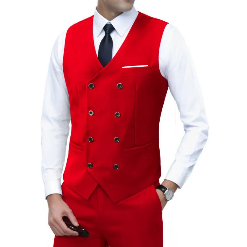 Nouvelle marque robe gilets pour hommes décontracté coupe ajustée hommes costume Gilet Double boutonnage Gilet Homme formel affaires veste