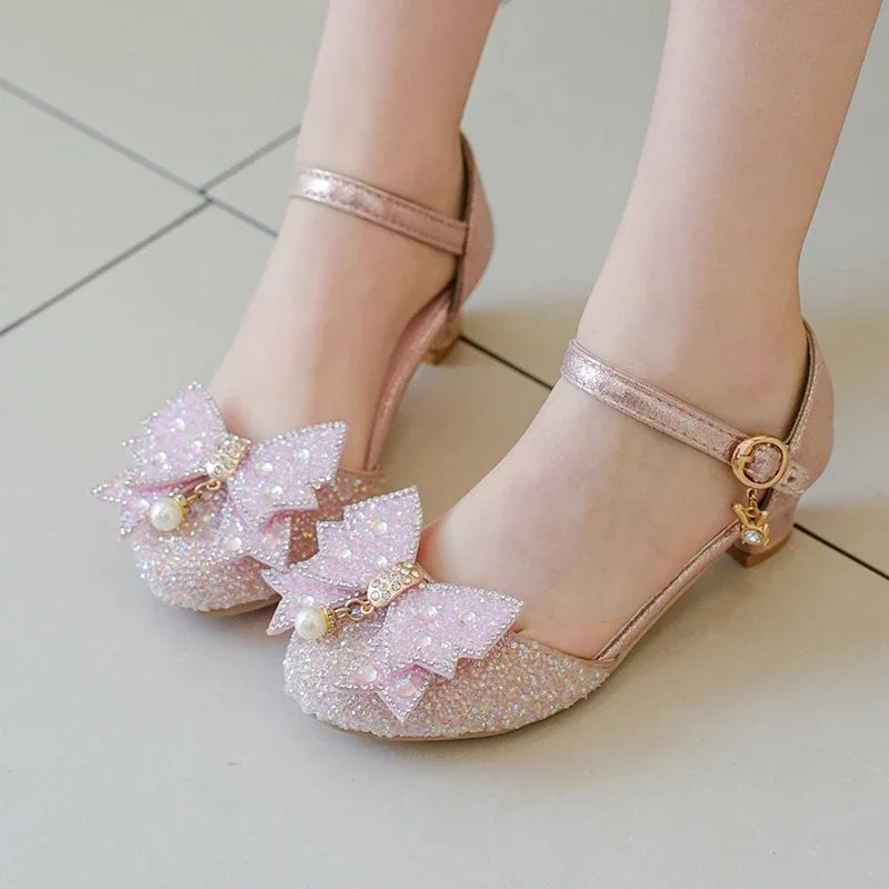 Offre spéciale perlée enfants élégant léger Banquet avec chaussures à talons bébé filles été princesse mode doux paillettes sandales
