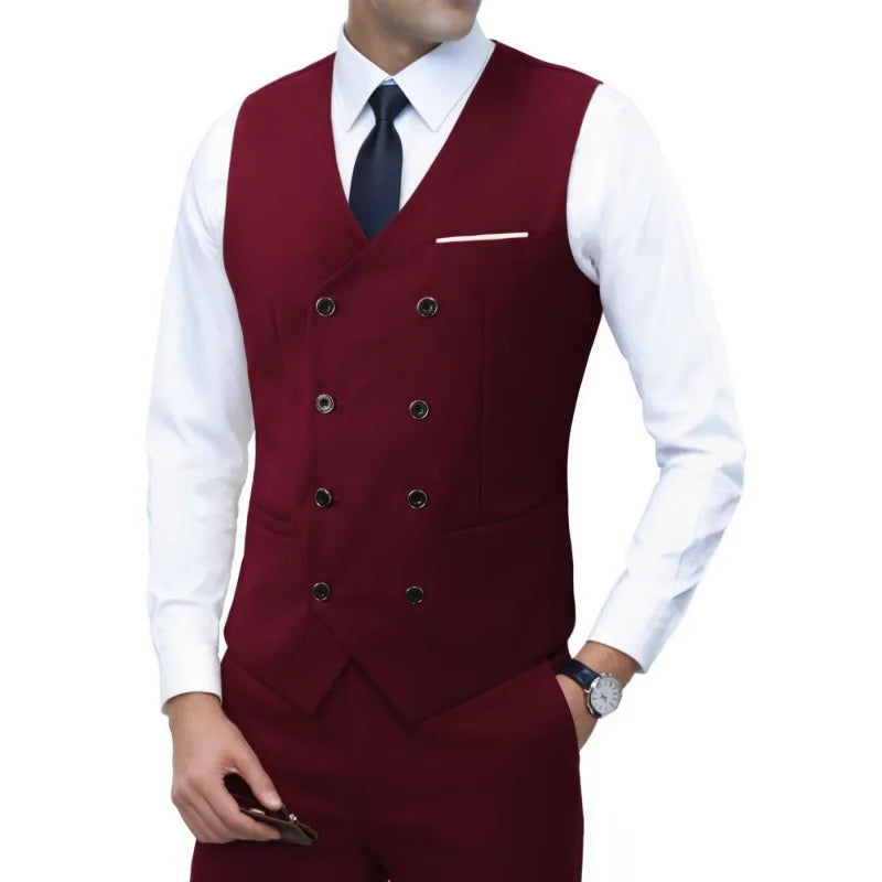 Nouvelle marque robe gilets pour hommes décontracté coupe ajustée hommes costume Gilet Double boutonnage Gilet Homme formel affaires veste