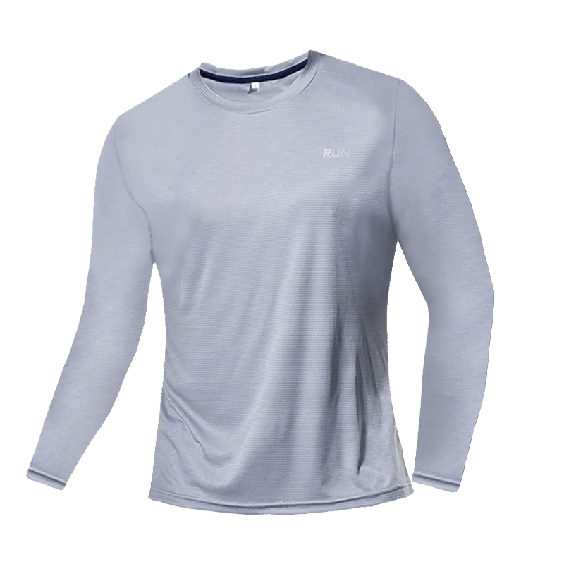 T-Shirt à manches longues en soie glacée pour hommes, Section fine, séchage rapide, respirant, Simple, vêtements de sport décontractés en plein air, équipement de Fitness, printemps