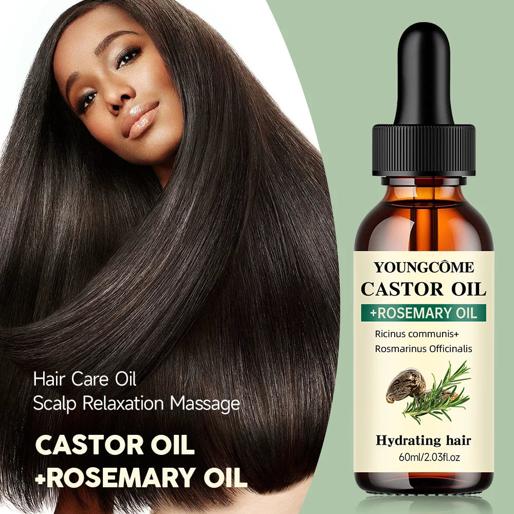 Mélanger l'huile de ricin et l'huile de romarin pour la croissance des cheveux améliore l'épaisseur et la brillance des cheveux, réduit la perte de cheveux et les pointes fourchues