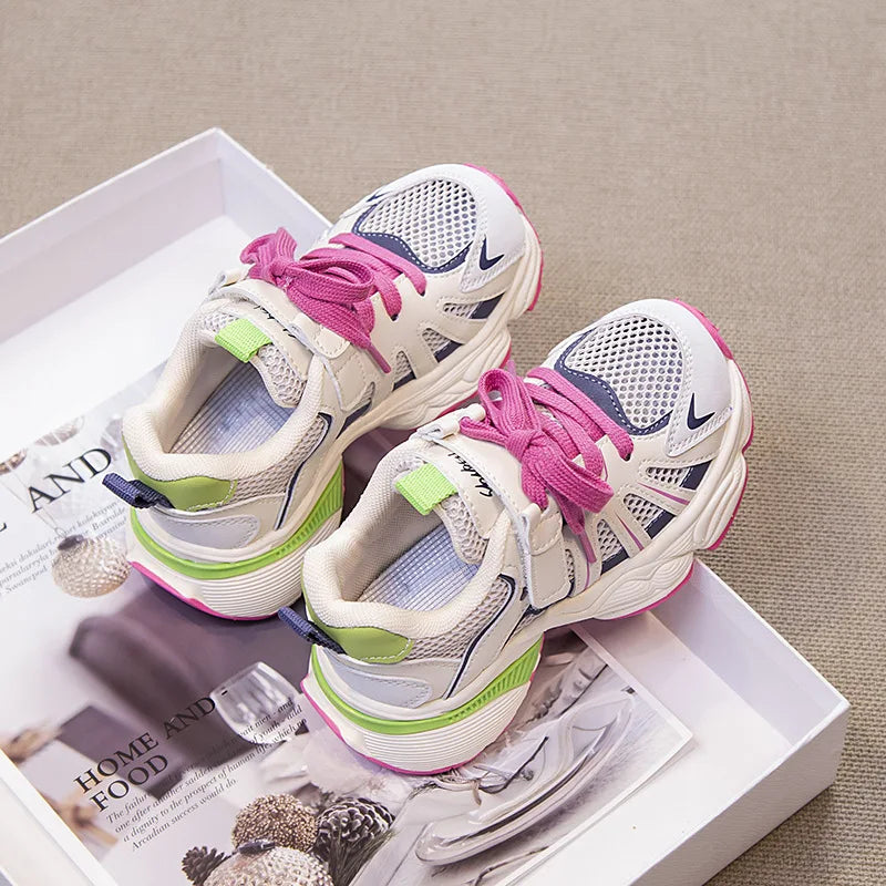 Chaussures de sport unisexes pour enfants, baskets pour enfants, chaussures de basket-ball respirantes supérieures en maille, chaussures plates décontractées de tennis, printemps et automne