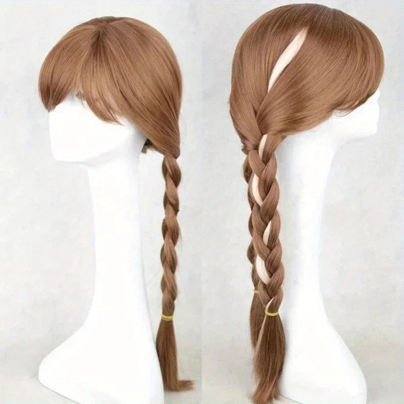 Perruque synthétique princesse Anna pour femmes, tresses brunes, perruques de Cosplay pour fête d'halloween