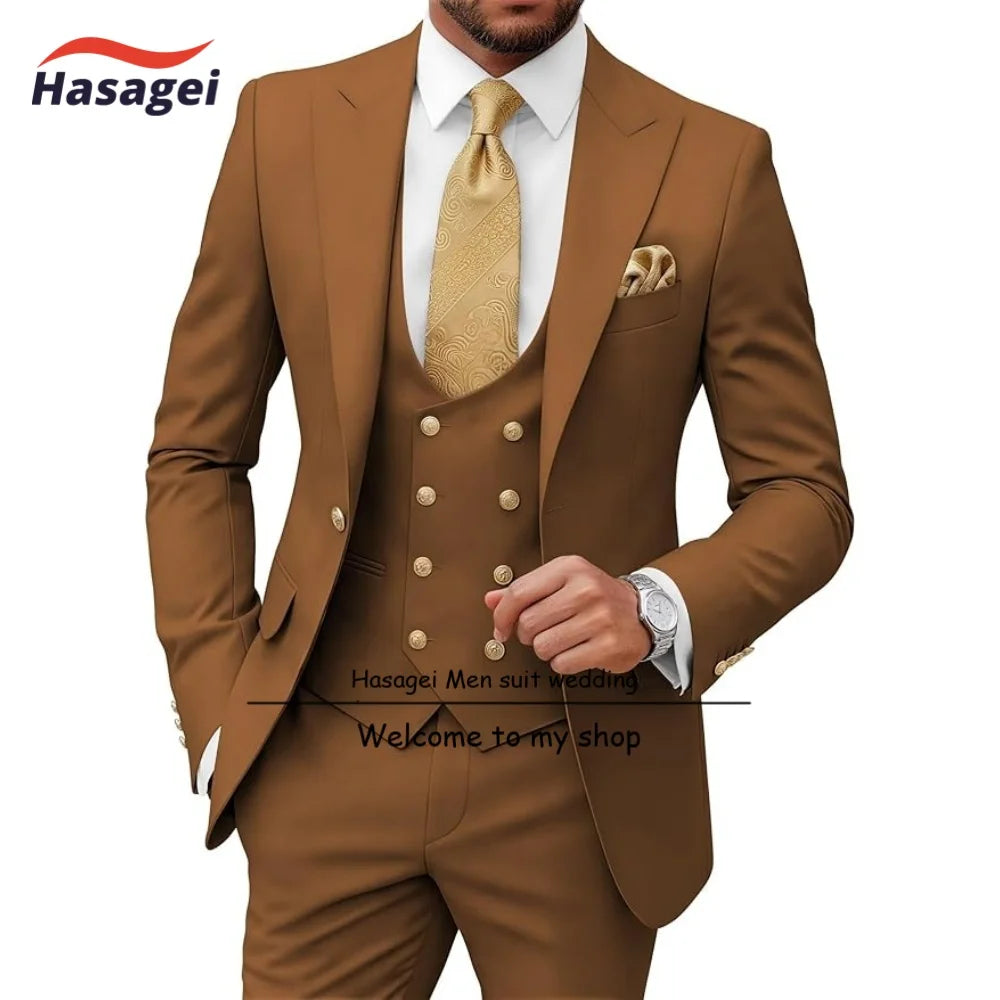 Costumes pour hommes 3 pièces, coupe ajustée, pour mariage, bal de promo, smoking, costumes formels pour hommes d'affaires