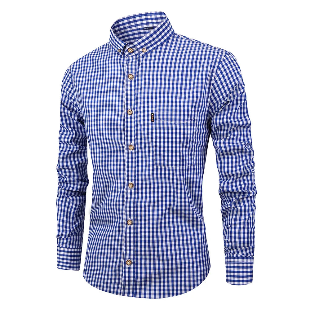 2025 nouveaux hommes coton Plaid à manches longues chemise classique Plaid chemise décontractée respirant et confortable affaires décontracté